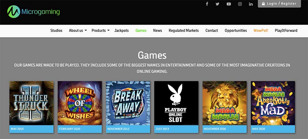 ประเภทเกมที่นำเสนอใน Microgaming